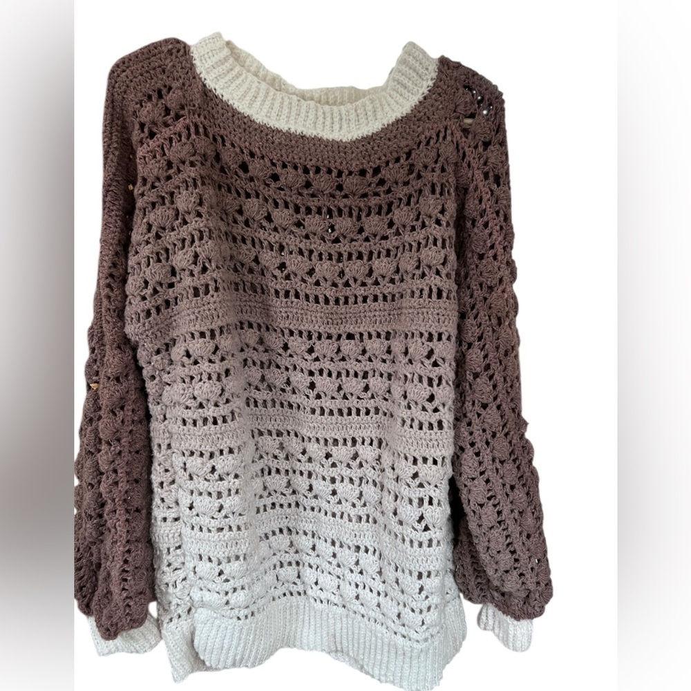 Handmade Cozy Brown and Cream Knit Sweater